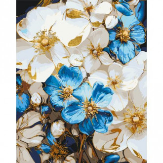 Картина по номерам с красками металлик &quot;Бело-голубые цветы&quot; 50x60 см Origami Украина