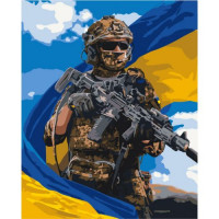 Картина по номерам &quot;Украинский воин с флагом&quot; 40x50 см Origami Украина