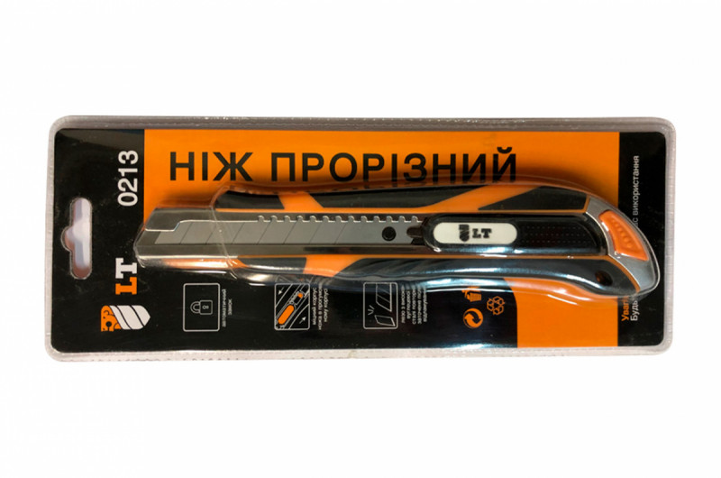 Нож сегментный LT - 18мм автозамок прорезиненный PRO (0213)