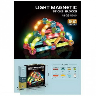 Магнитный конструктор светящийся &quot;Light Magnetic Sticks blocks&quot;, 52 дет MIC