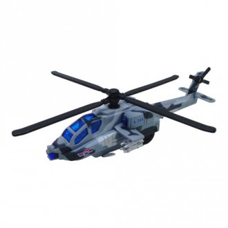 Вертолет военный, инерционный, металлический (серый) MIC