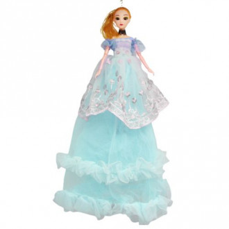 Кукла в длинном платье с вышивкой, голубой MiC  