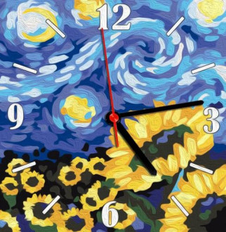 Часы-картина по номерам &quot;Звездная ночь&quot;, 30х30 см Art Story Украина