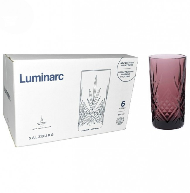 Набор стаканов Зальцбург лилак LUMINARC  высокие 15 см 380мл 6шт. P9279 в коробке