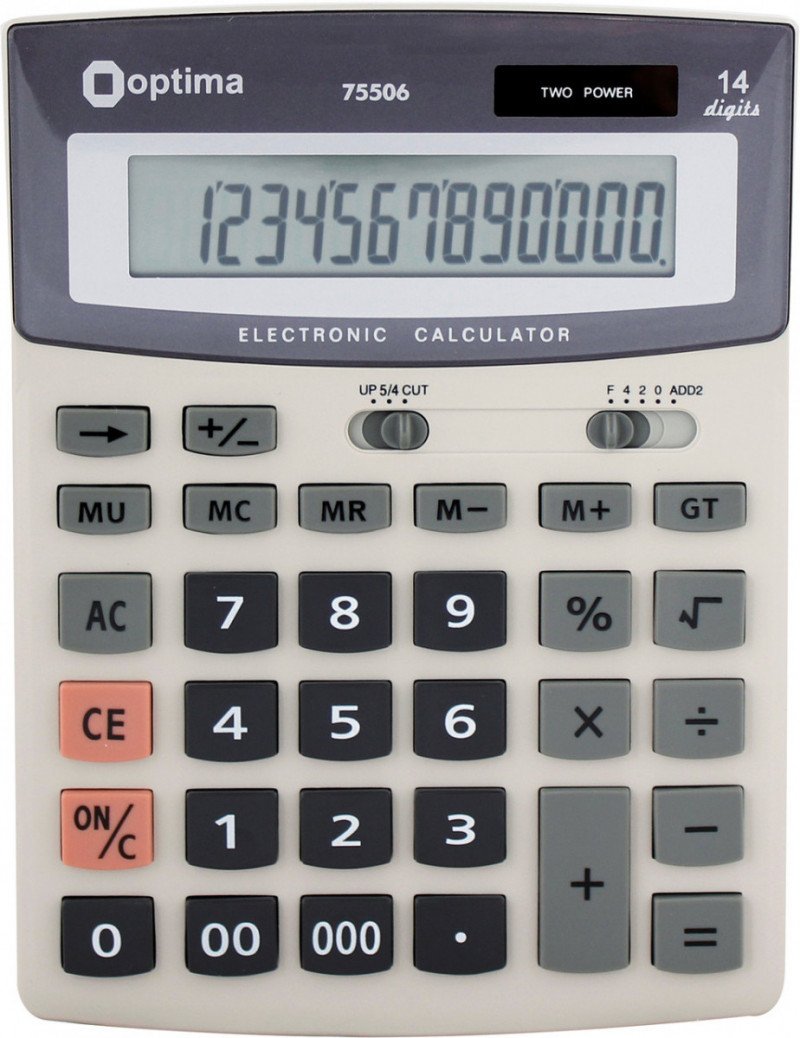 Калькулятор настольный Optima 14 разрядов размер 197*148*49 мм