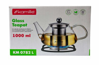 Чайник стеклянный огнеупорный Kamille - 1000мл с заварником (0782L)