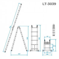 Лестница телескопо-раскладная Intertool - 3850 мм х 12 ступеней (LT-3039)