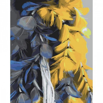 Картина по номерам с лаком и уровнем &quot;Желто-голубые перья&quot; MiC Украина 
