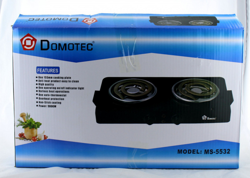 Плита электрическая двухкомфорочная спираль Domotec MS-5532