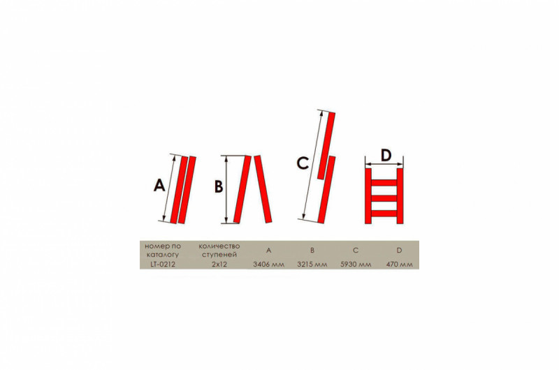 Лестница 2-х раскладная Intertool - 5930 мм х 2x12 ступеней (LT-0212)