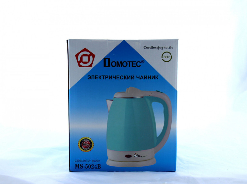 Чайник электрический &quot;DOMOTEC&quot; 2,0L 1500W MS- 5024 Нерж+пластик СИНИЙ