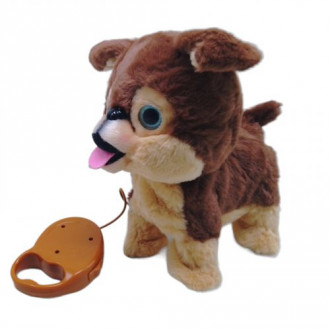 Интерактивна собачка на поводке (коричневая) MIC