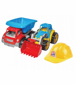 Игрушка набор машинка и трактор экскаватор &quot;Малыш - строитель 3 ТехноК&quot;, арт.3954, 37x34.5 x20.5 см