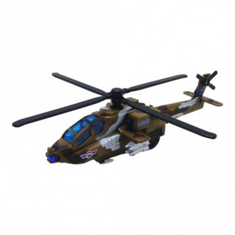 Вертолет военный, инерционный, металлический (хаки) MIC