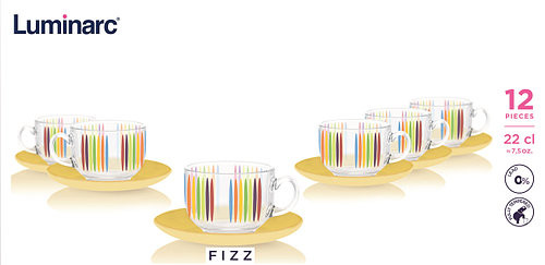 Чайный сервиз Luminarc Evolution Fizz на 6 персон 12предметов, P6880 из ударопрочного стекла