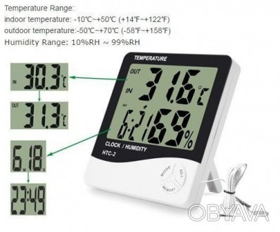 Метеостанция бытовая часы будильник гигрометр (влажность) термометр выносной датчик HTC-2