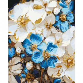 Картина по номерам с красками металлик &quot;Бело-голубые цветы&quot; 40х50 см Origami Украина
