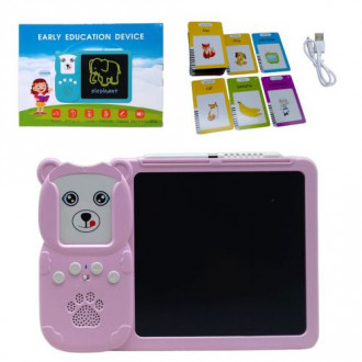 Планшет для рисования LCD Writing Tablet + озвученная азбука Монтессори 112 карточек (розовый) MIC