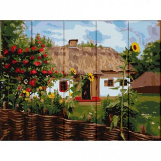 Картина по номерам на дереве &quot;Домик в деревне&quot; Art Story Украина