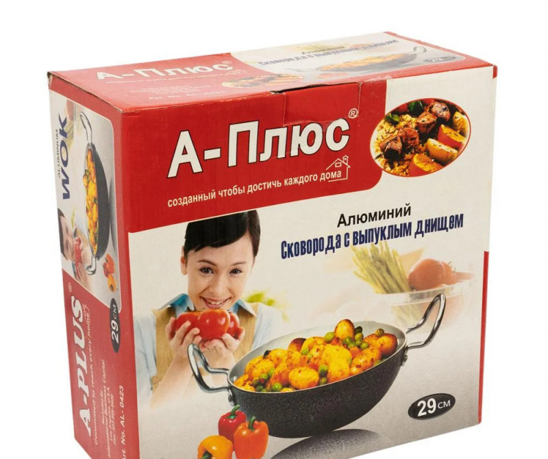 Сковорода WOK 29 см диам. d=29 см, алюминий без крышки A-PLUS 0423