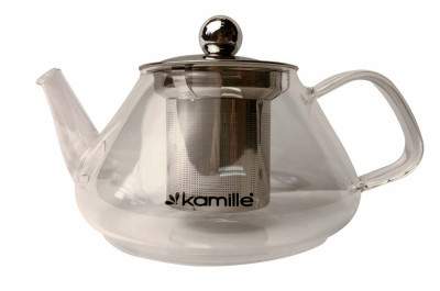 Чайник стеклянный огнеупорный Kamille - 450мл с заварником (0782S)