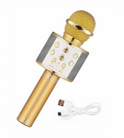 Беспроводной микрофон караоке bluetooth WS 858 Karaoke Gold 23см 1800mah регулировка громкости четкое звучание в коробке